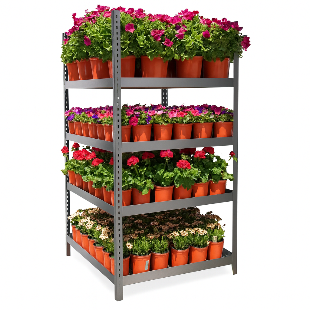 ArborCraft GalvaBamboo 4-Tier Greenhouse Shelving System